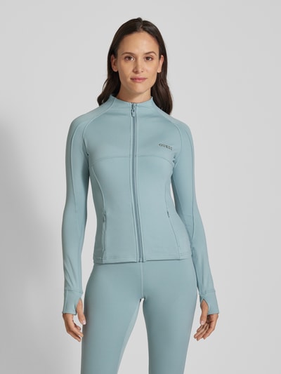 Guess Activewear Sweatjack met labelapplicatie, model 'MARIKA' Lichtblauw - 7