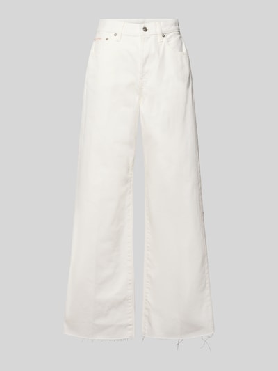 Produktfoto, Wide Leg Jeans aus reiner Baumwolle von Calvin Klein Jeans in weißer Denim-Optik, Label-Patch, 5-Pocket-Design, Relaxed-Fit
