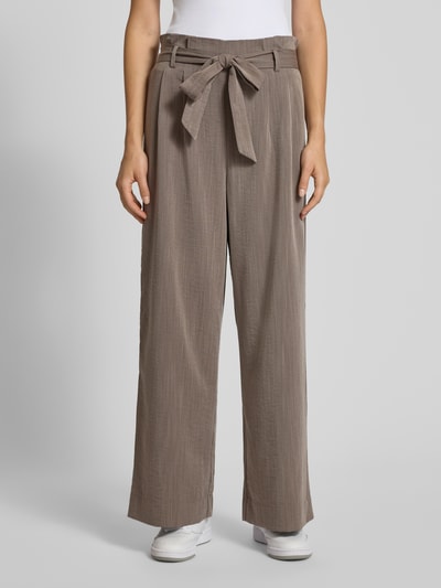 Only Spodnie z zakładkami w pasie i szerokimi nogawkami z mieszanki wiskozy model ‘MARSA’ Szarobrązowy melanż 4