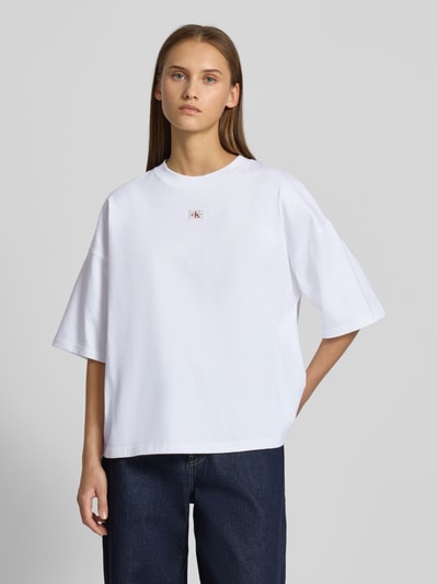 Calvin Klein Jeans T-shirt o kroju oversized z wyhaftowanym logo Biały 4