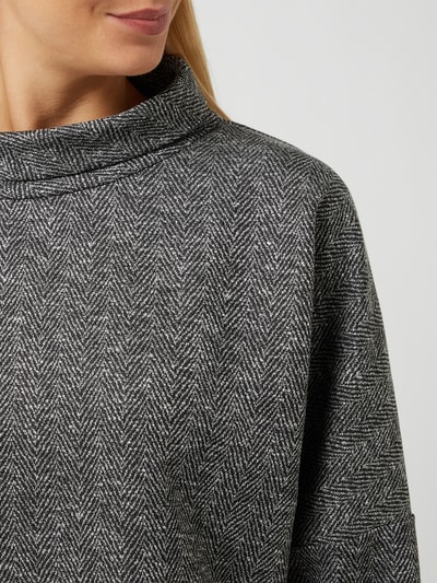 s.Oliver BLACK LABEL Sweatshirt met visgraatmotief  Zwart - 3