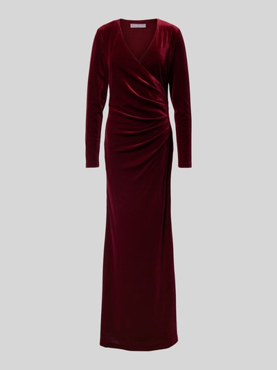 Christian Berg Cocktail Abendkleid in Wickel-Optik Bordeaux Melange 1