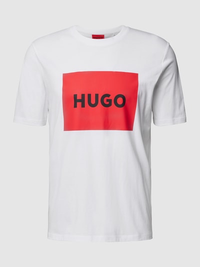 HUGO T-shirt z napisem z marką Biały 2