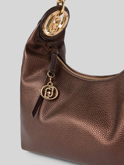 Produktfoto, torebka 'Handtasche in Leder-Optik' von Liu Jo White w kolorze brązowym z efektem skóropodobnym, detal z logo, pasek na ramię z efektem łańcuszka, Główna przegroda z zamkiem błyskawicznym, przegródka wewnętrzna zapinana na zamek błyskawiczny, Szerokość w rozmiarze 1: 28 cm, Długość w rozmiarze 1: 28 cm, Głębokość w rozmiarze 1: 10 cm, długość paska na ramię w rozmiarze 1: 36 cm
