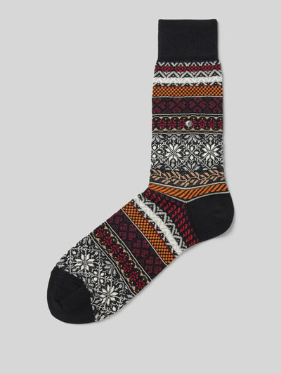 Burlington Socken aus Schurwoll-Mix Modell 'Country Fair Isle' Black 1