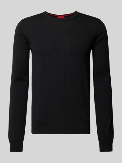 HUGO Pullover van scheerwol met labelstitching, model 'Cedric' Zwart - 2