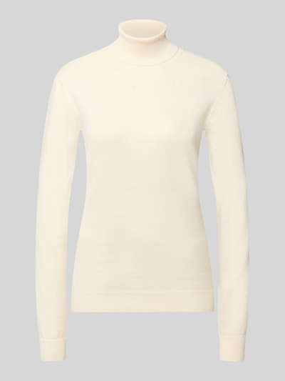 Produktfoto, Slim Fit Strickpullover aus Viskose-Mix Modell 'IHLULS' von ICHI in Creme mit Rollkragen und elastischen Abschlüssen, glatte Textur