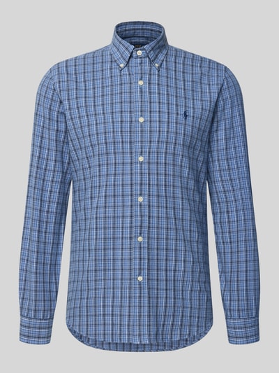 Productfoto, Custom Fit Freizeithemd mit Button-Down-Kraag van Polo Ralph Lauren, katoen, blauw geruit, label-stiksel, knoopsluiting