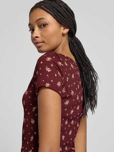 Only Mini-jurk met all-over motief, model '30 BILL' Bordeaux gemêleerd - 3