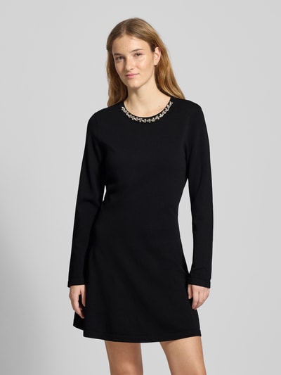 Only Tailliertes Strickkleid aus Viskose-Mix Modell 'MILLA' Metallic Black 4