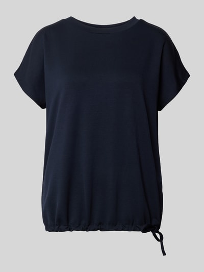 Produktfoto, T-Shirt mit Rundhalsausschnitt von Soyaconcept in Dunkelblau, Material-Mix mit Modal, Regular Fit, Kappärmel, Tunnelzugabschluss