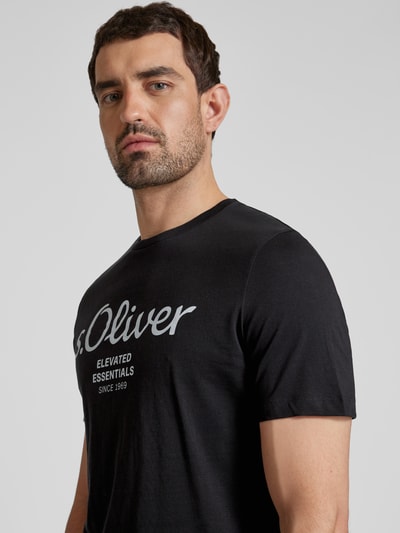 s.Oliver RED LABEL T-shirt z nadrukiem z logo Czarny 3