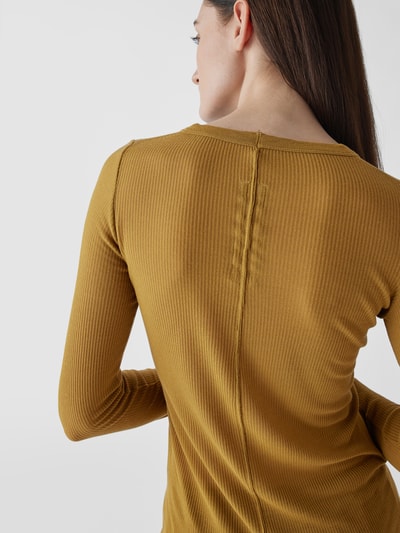Rick Owens Longsleeve aus Viskose-Seide-Mix Senfgelb 3