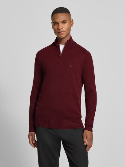 Tommy Hilfiger Regular Fit Troyer aus reiner Wolle Bordeaux 4