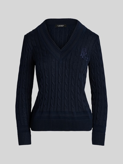 Lauren Ralph Lauren Sweter o kroju regular fit z mieszanki bawełny z wyhaftowanym logo Granatowy 2