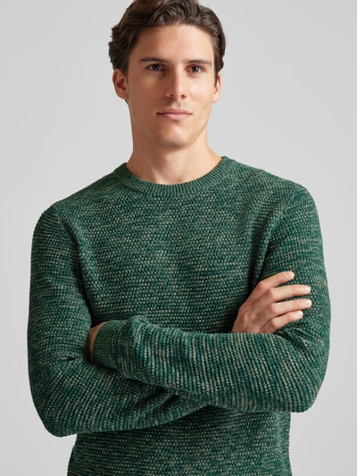 SELECTED HOMME Gebreide pullover met ronde hals, model 'NEWVINCEBUBBL' Olijfgroen - 3