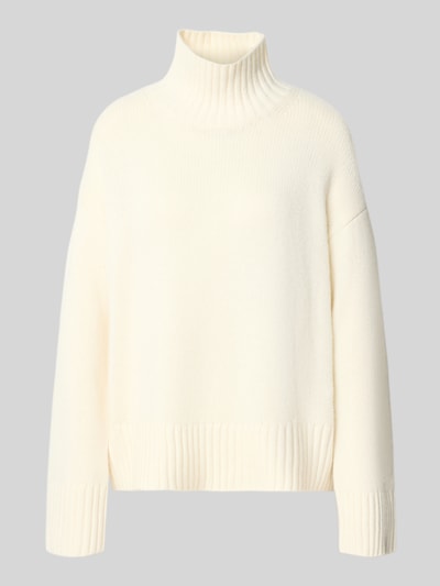 Produktfoto, cremefarbener Loose Fit Pullover aus Woll-Kaschmir-Mix von Barbour, weiche Struktur und gerippte Bündchen, Damen Pullover