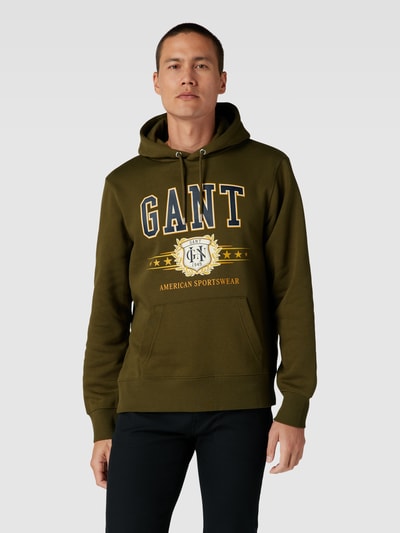 Gant Hoodie mit Label-Print Oliv 4