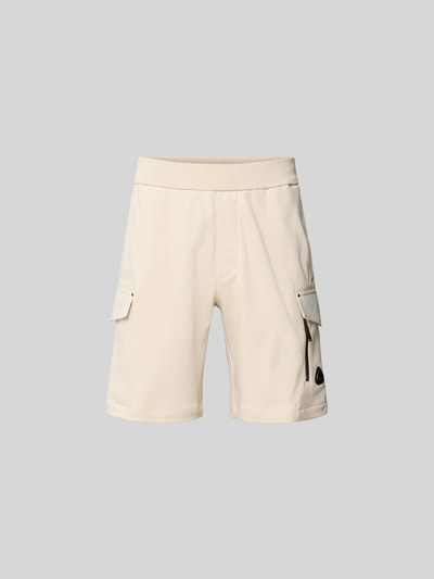 Produktfoto, Shorts mit elastischem Bund von Moose Knuckles aus Reiner Baumwolle in Beige mit Cargo-Taschen, Logo-Detail, Straight Fit