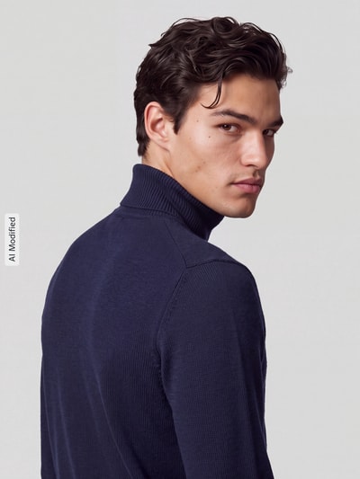 Selected Pullover mit Rollkragen Dunkelblau 3