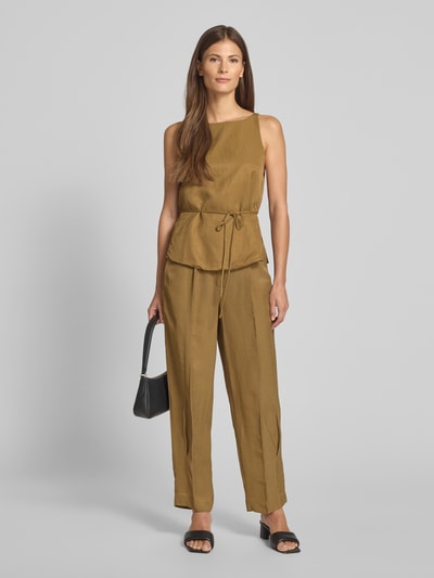 Mango Loose Fit Stoffhose aus Viskose-Leinen-Mix Modell 'MOSKITO' Oliv 1