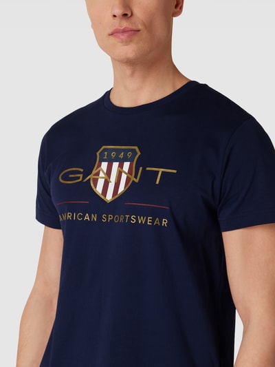 Gant T-Shirt mit Label-Print Modell 'Archiv Shield' Marine 3