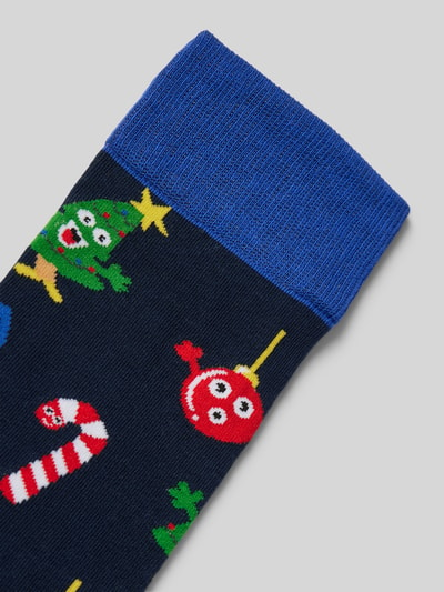 DillySocks Socken mit Motiv-Stitching Modell 'Christmas Choir' Marine 2