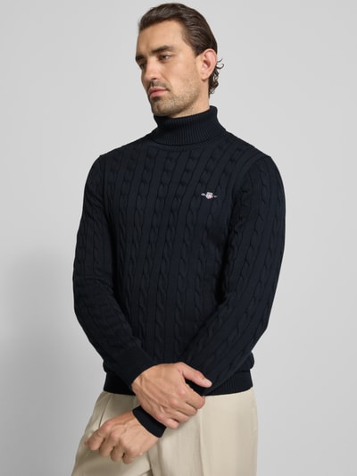 Gant Gebreide pullover met ribboorden Marineblauw - 3
