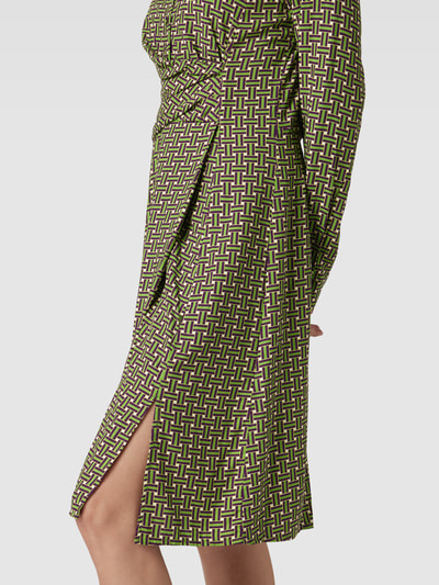 Jake*s Collection Sukienka midi z wiskozy ze wzorem na całej powierzchni Trawiasty zielony 3