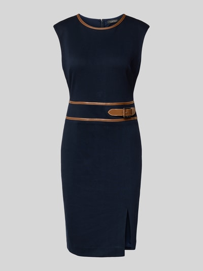 Lauren Ralph Lauren Knielange kokerjurk met ronde hals, model 'KIRENA' Marineblauw - 2