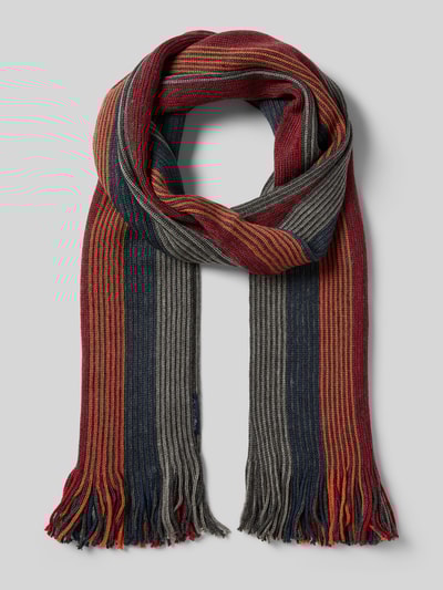 Christian Berg Men Sjaal met franjes Rood - 1