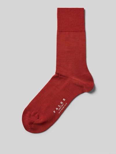 Falke Socken aus Schurwoll-Mix mit Logo-Print Modell 'Airport' Rostrot 1
