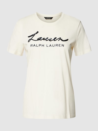 Lauren Ralph Lauren T-shirt z cekinowym obszyciem model ‘KATLIN’ Złamany biały 2