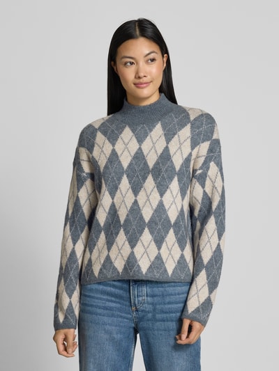 B.Young Oversized gebreide pullover met ribboorden, model 'Nafta' Rookblauw - 4