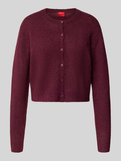 HUGO Regular Fit Strickjacke mit Woll-Anteil Modell 'SFEBRA' Bordeaux 2