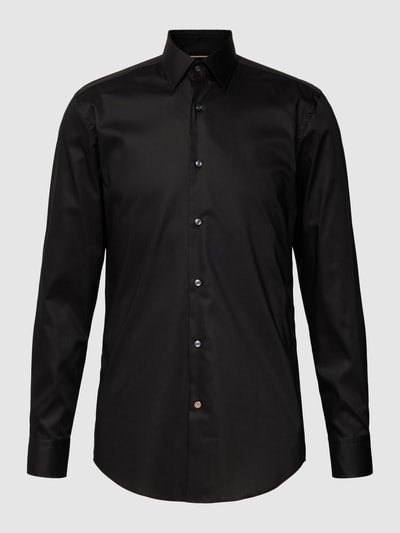 BOSS Slim fit zakelijk overhemd met kentkraag, model 'Hank Kent' Zwart - 2