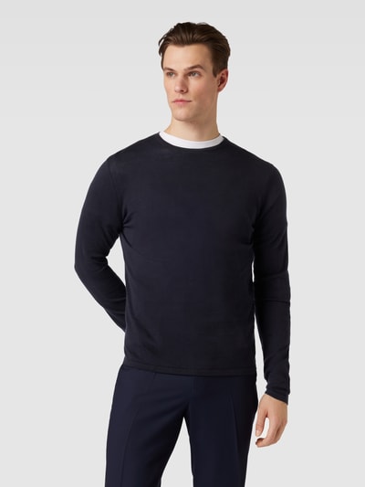 Christian Berg Men Strickpullover in unifarbenem Design  Marine 4