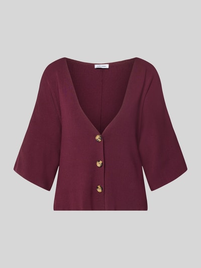 Produktfoto, Relaxed Fit Cardigan aus Viskose-Mix in Strick-Optik von MORE, bordeaux, knoopsluiting, 1/2-mouwen, viscosemix, tricotlook