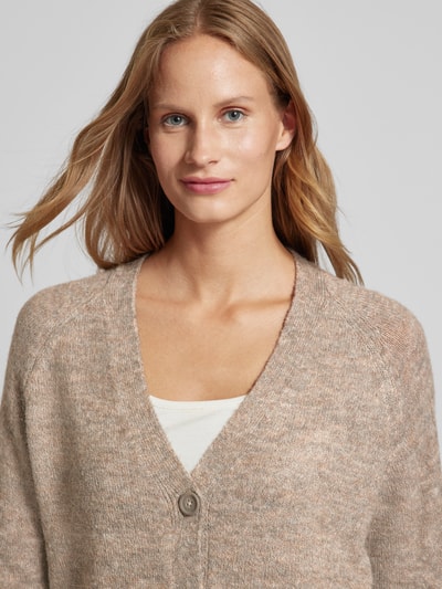 ICHI Strickcardigan mit V-Ausschnitt Modell 'Kamara' Taupe 3