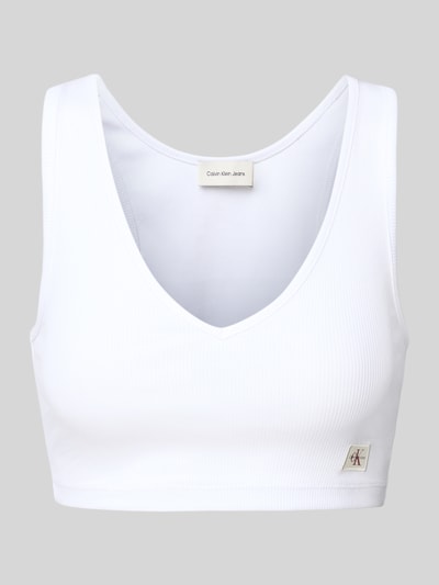 Calvin Klein Jeans Bralette mit Label-Patch und V-Ausschnitt Weiss 2