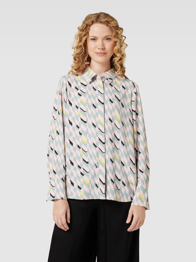 Marc Cain Overhemdblouse met all-over motief Petrol - 4