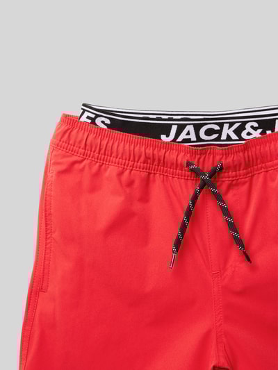 Jack & Jones Badehose mit elastischem Logo-Bund Modell 'MAUI' Rot 2