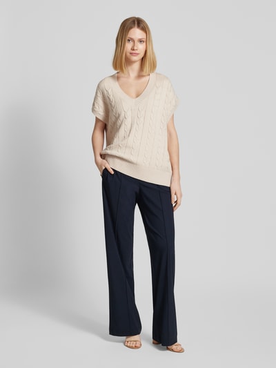 Raffaello Rossi Straight leg stoffen broek met vaste persplooien, model 'COSMEA' Marineblauw - 1