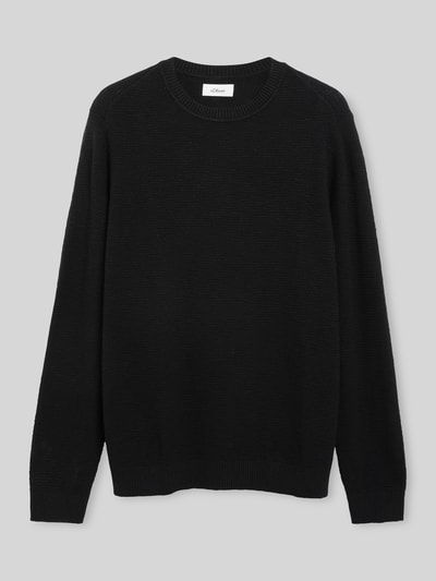 s.Oliver RED LABEL Pullover met structuurbrei-look van pure katoen Zwart - 2