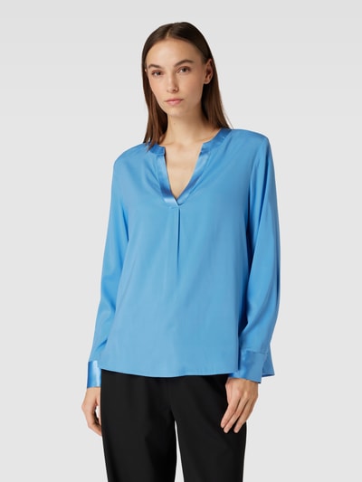 (The Mercer) N.Y. Blouse met V-hals in effen design Rookblauw - 4