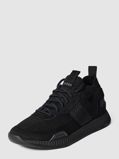 BOSS Sneakers met labeldetails, model 'Titanium_Runn' Zwart - 2