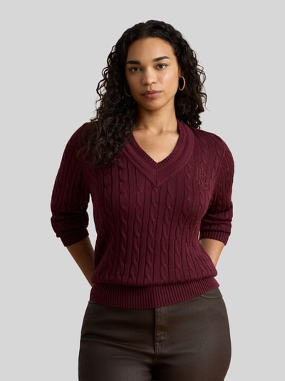 Lauren Ralph Lauren Pullover mit Logo-Stitching Modell 'MEREN' Bordeaux 6