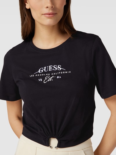 Guess Kort T-shirt met logostitching, model 'PIERCING' Zwart - 3