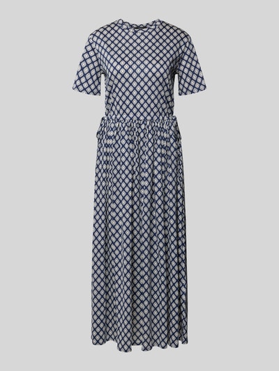 Produktfoto, Tailliertes Freizeitkleid aus reiner Baumwolle Modell 'FASCINO' von Weekend Max Mara mit Optik:Allover-Muster, Midi-Länge, Rundhals, Raffung, Kurzarm, geradem Saum, Material: reine Baumwolle.
