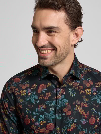 SEIDENSTICKER Koszula casualowa o kroju slim fit z kwiatowym nadrukiem na całej powierzchni model ‘New’ Granatowy 3